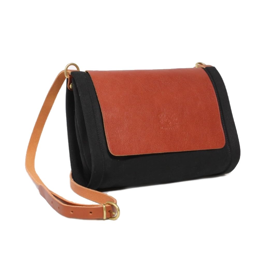 

Shoulder Bag Mini Crossbody Bag Leather Genuine Leather Cowhide [IL BISNOTE] (F, black/maroon/50)