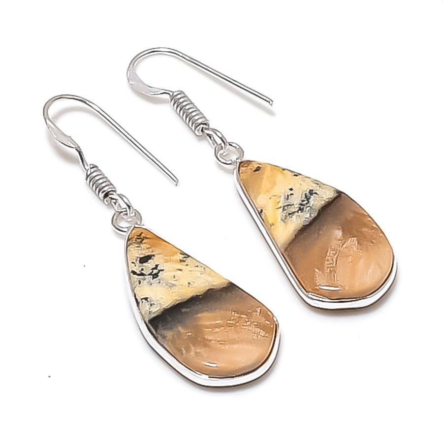 

Natural Picture Jasper Gemstone 925 Sterling Silver Jewelry Earring 1.65 AEE-11137