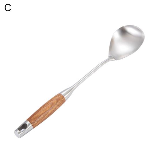 Yousheng Cooking Utensils Non-stick Anti-slip 304 Stainless Steel Food Slotted Turner Soup Ladle for Bakery