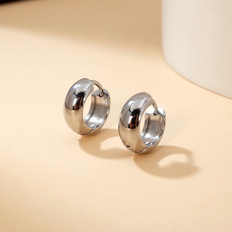 Trendy Titanium Steel Minimalist Hoop Earrings: Polished, Lightweight, Versatile, and Fashion-Forward for Men and Women