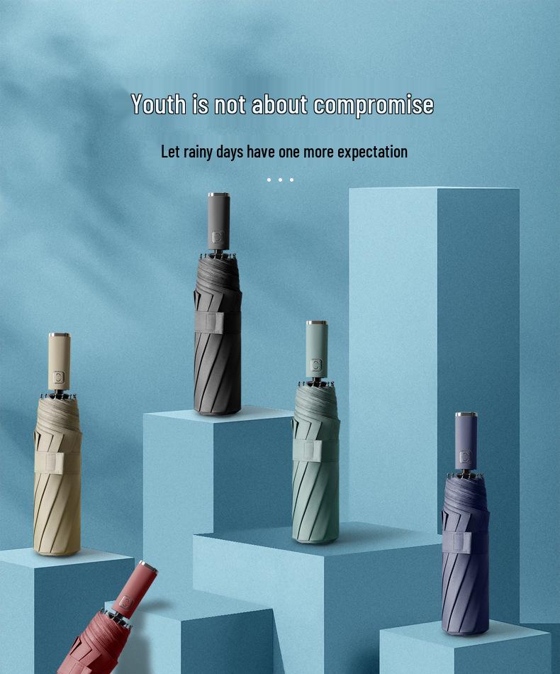 Men's Minimalist Nordic-Style Fully Automatic Folding Umbrella for Rain or Shine