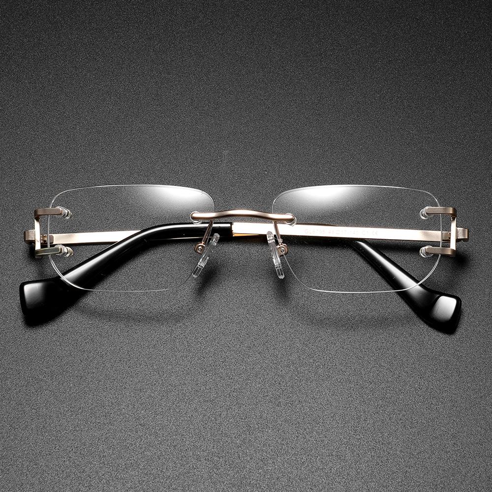 Photochromic Reading Eyeglass Frames Men Fashion Brand Design Simple Rimless Myopia Glasses Customized Prescription Glasses Men