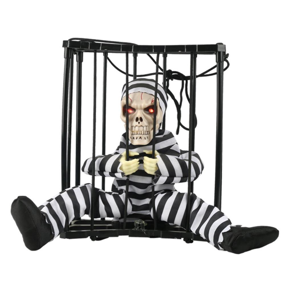with Cage Halloween Talk Ghost Flashing Light Sound Doll  Haunted House Horror Party Props