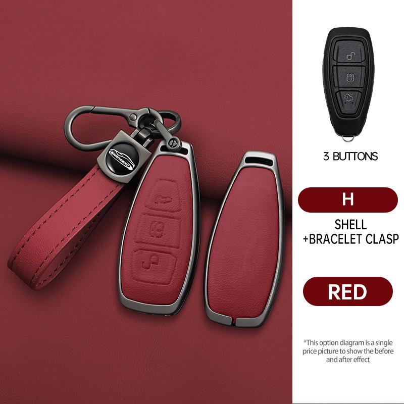 Zinc Alloy Leather Full Cover Car Key Case for Ford Focus 3 4 ST Mondeo MK3 MK4 Fiesta Fusion Kuga 2013 2014 2015 2017