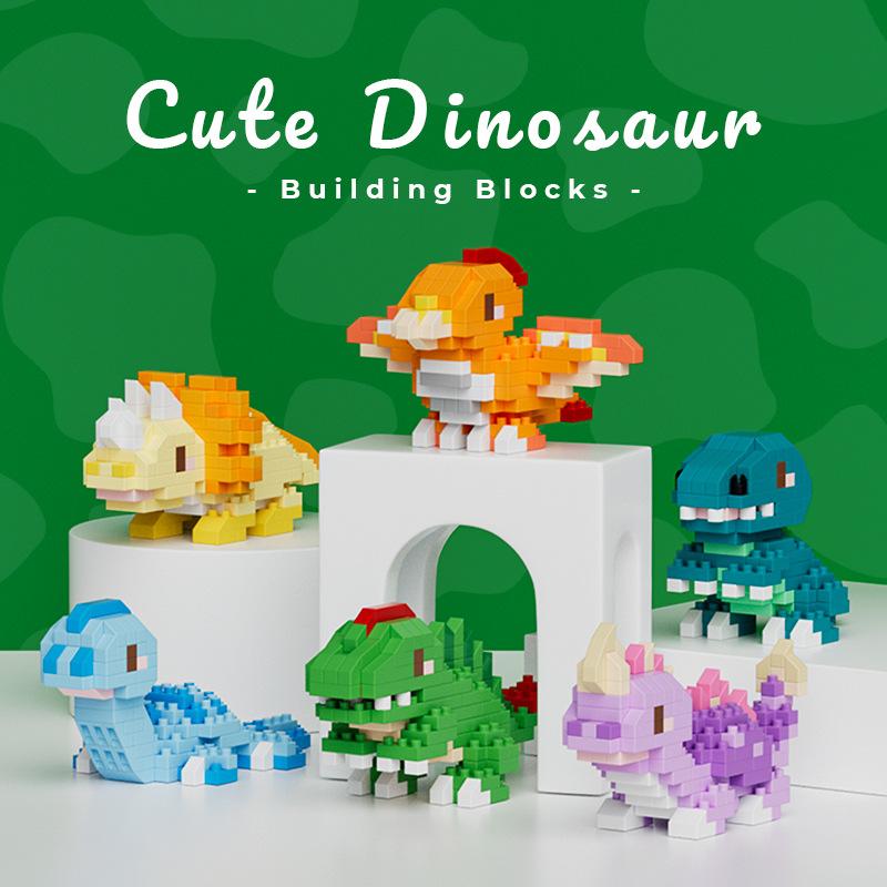 Diamond micro particle dinosaur building block Tyranosaurus rex Serpentosaurus Stegosaurus Pterodactylosaurus Triceratops