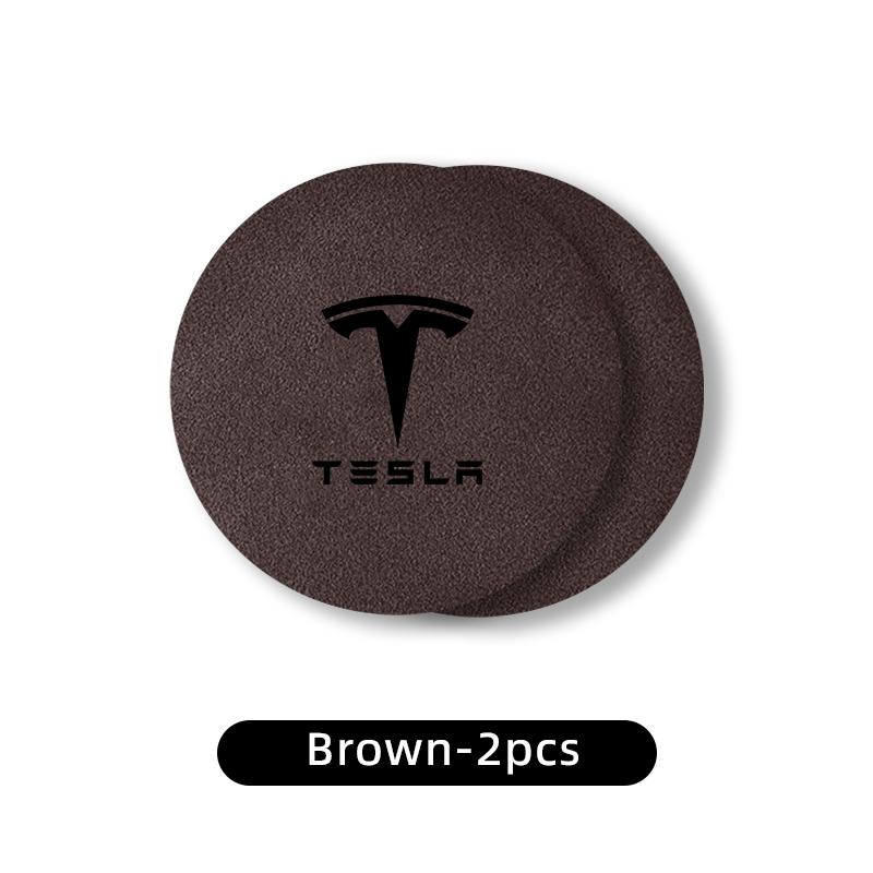 2PCS Car Coasters Water Cup Slots Non-Slip Mat Waterproof Cup Pad For Tesla Model 3 Y S X 2021 Roadster Cybertruck Juguetec