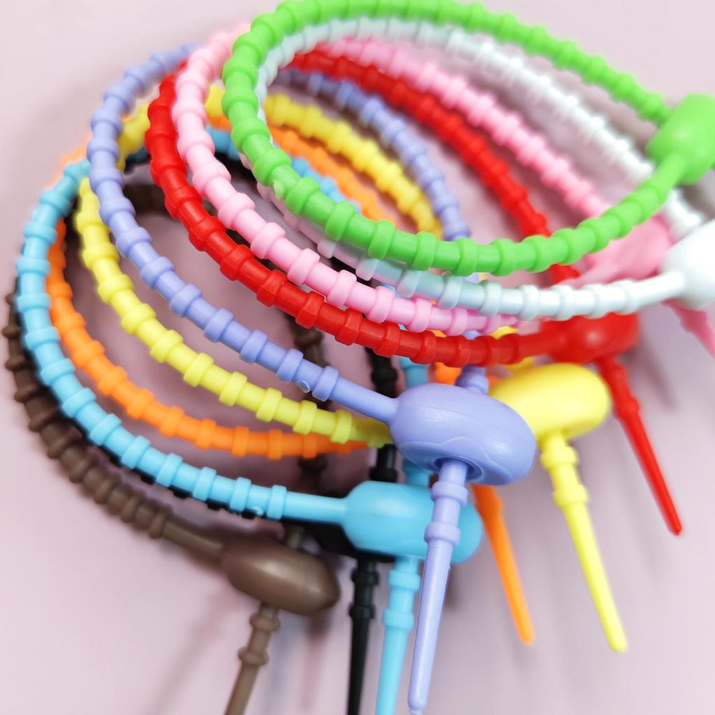 220mm Colorful Silicone Cable Tie Keychain & Wire Organizer