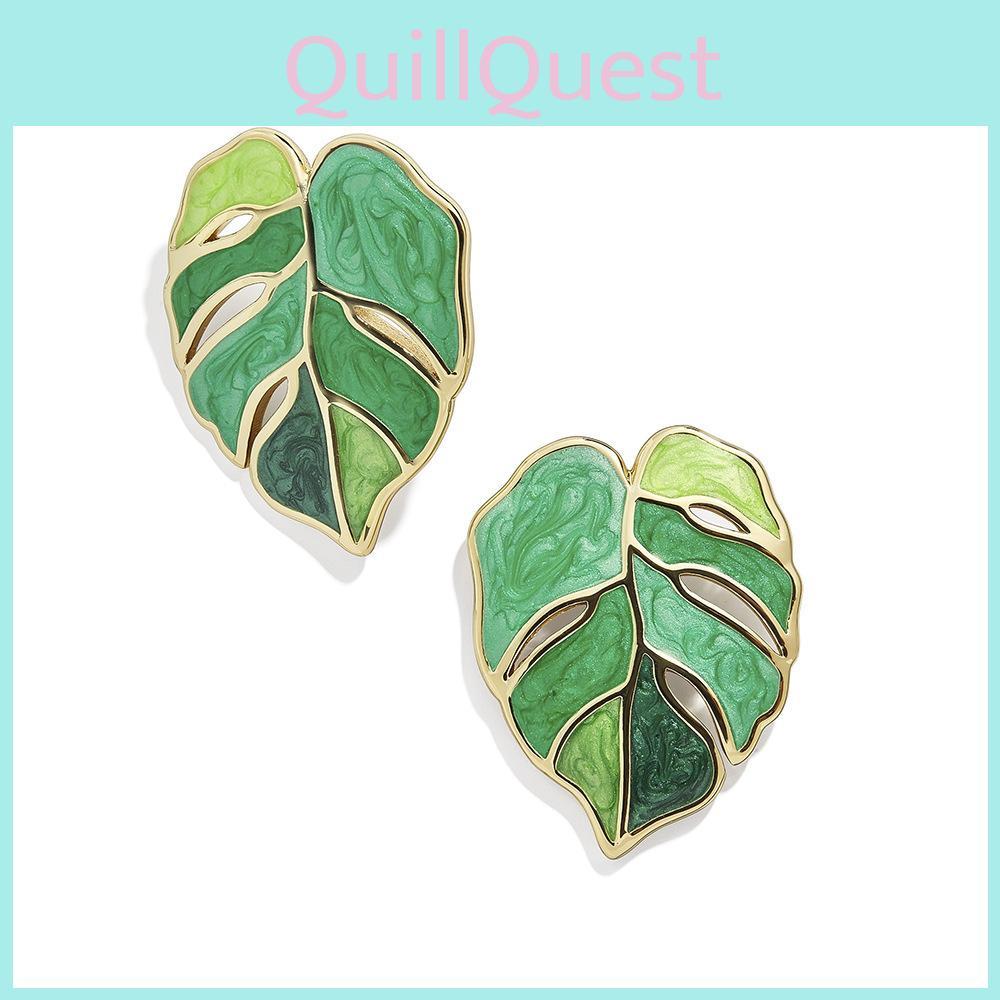 Modern Green Leaf Earrings For Women Trendy Alloy Summer Accessories