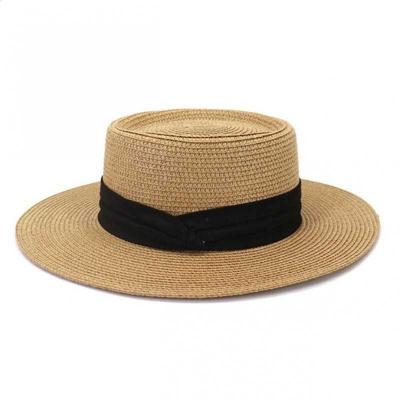 Top Hat Female Travel Outdoor Photo Flat Top Sun Hat Fashionable Streamer Simple Beach Hat