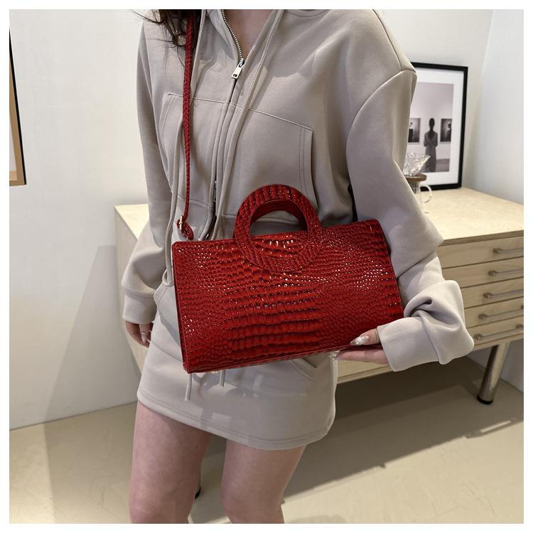 Fashion Women's PU Handbag European and American Fashion 2025 New Shoulder Bag Crocodile Pattern High-end Atmospheric Business Messenger Bag