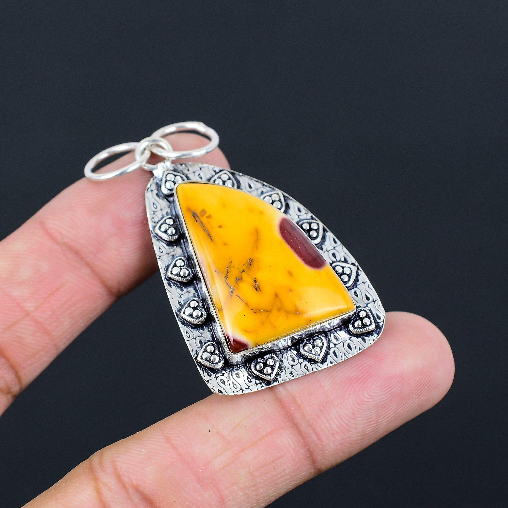 Friendship Day Sale 925 Silver Natural Mookaite Wedding Bezel Engagement Pendant