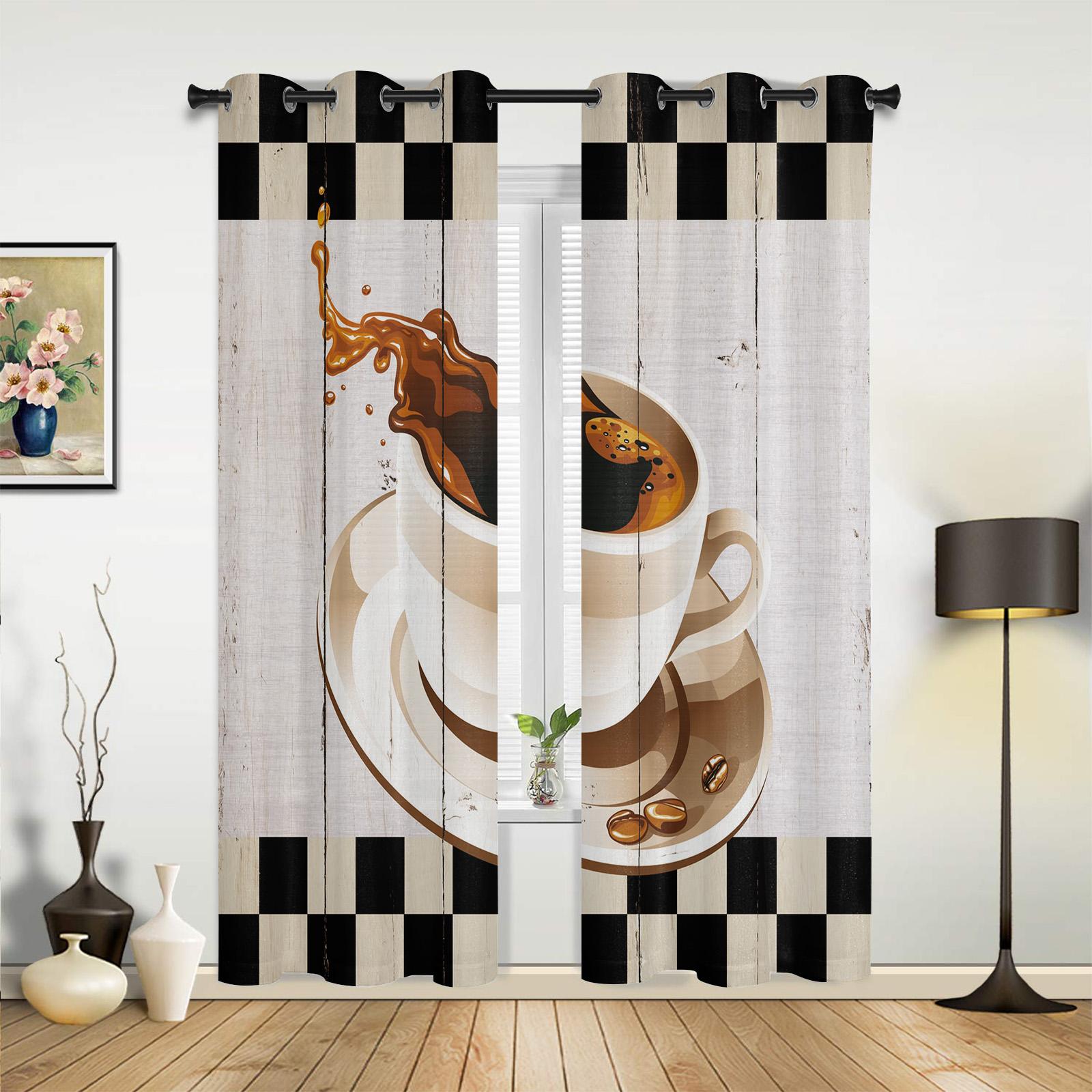 

Coffee Cup Cake Candy Modern Style Hall Window Curtains Ideal for Family Room Kitchen Boy Girl Bedroom Long Curtain For Windows Cortinas Home Decor 135W x 60H(cm) x1