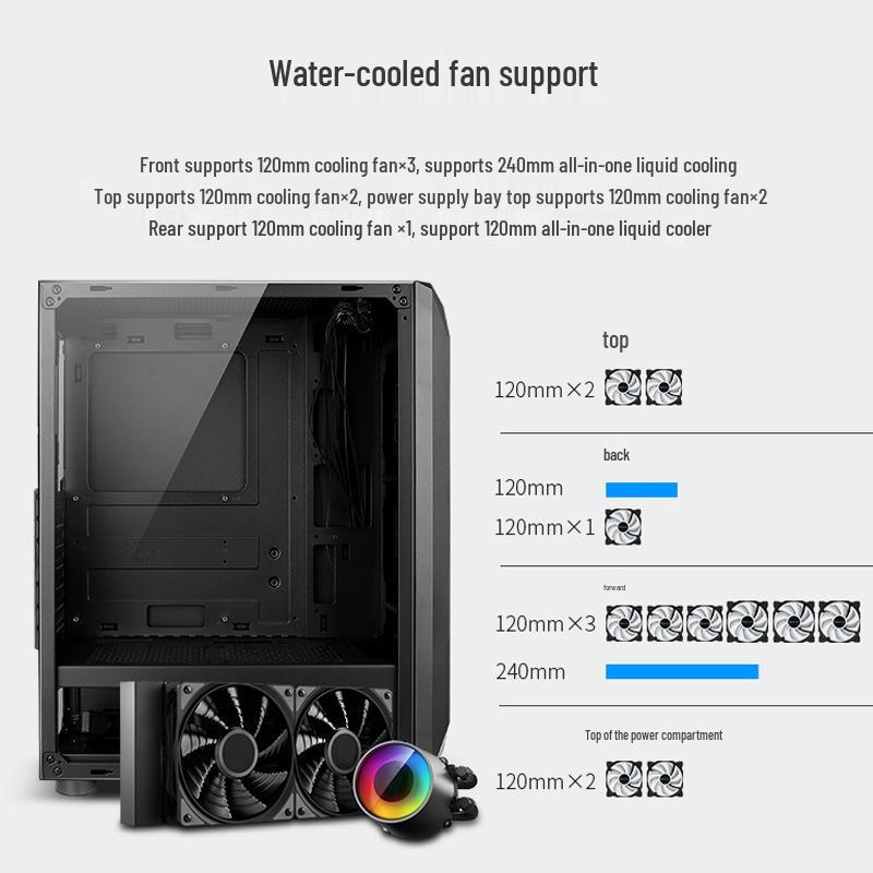 Caixa Gamer ATX Night Hunter 5 Refrigerada a Água com Painel Lateral Transparente