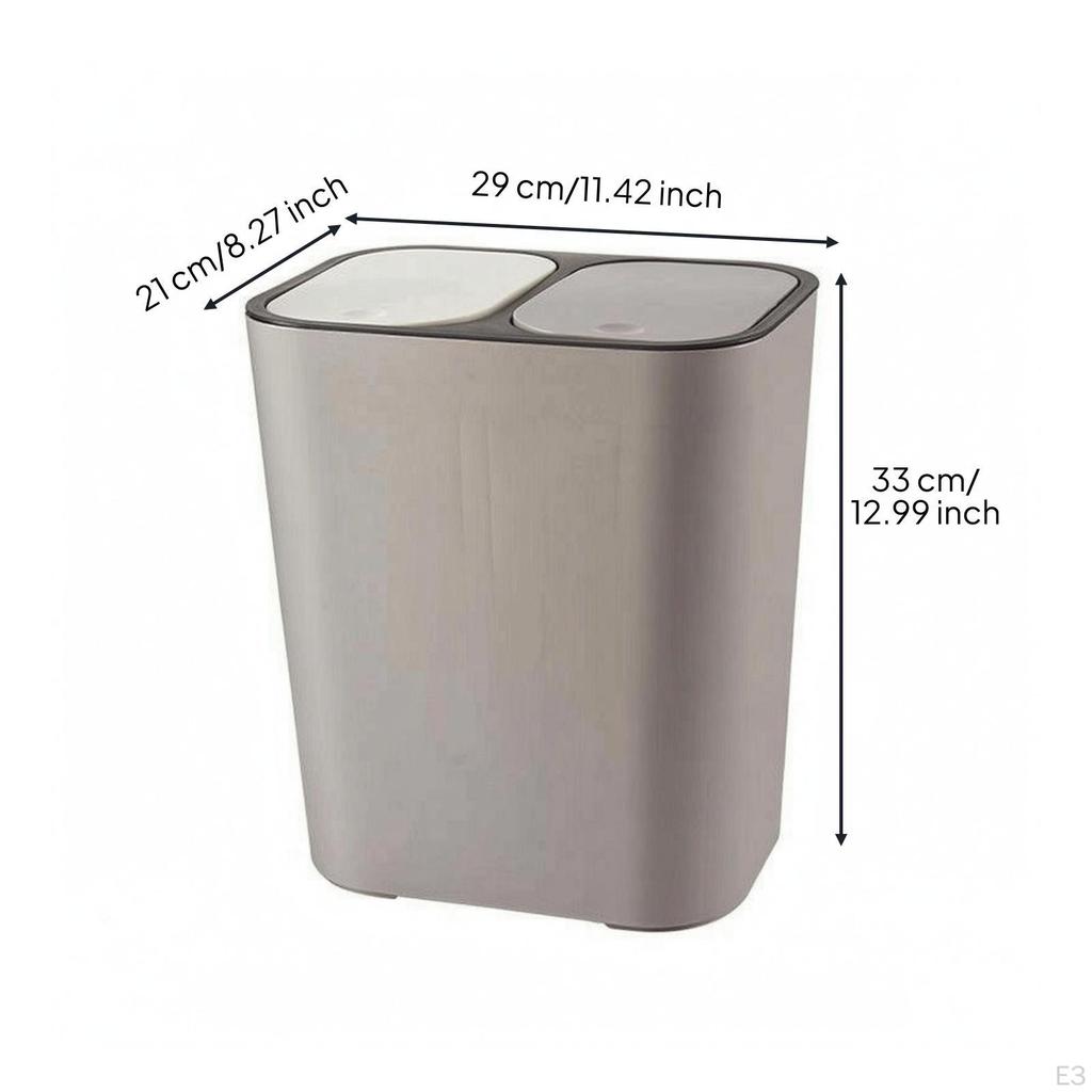 Pattumiera a Doppio Scomparto Compatta Rettangolare a Doppio Coperchio con Design a Due Scomparti per Cucina,