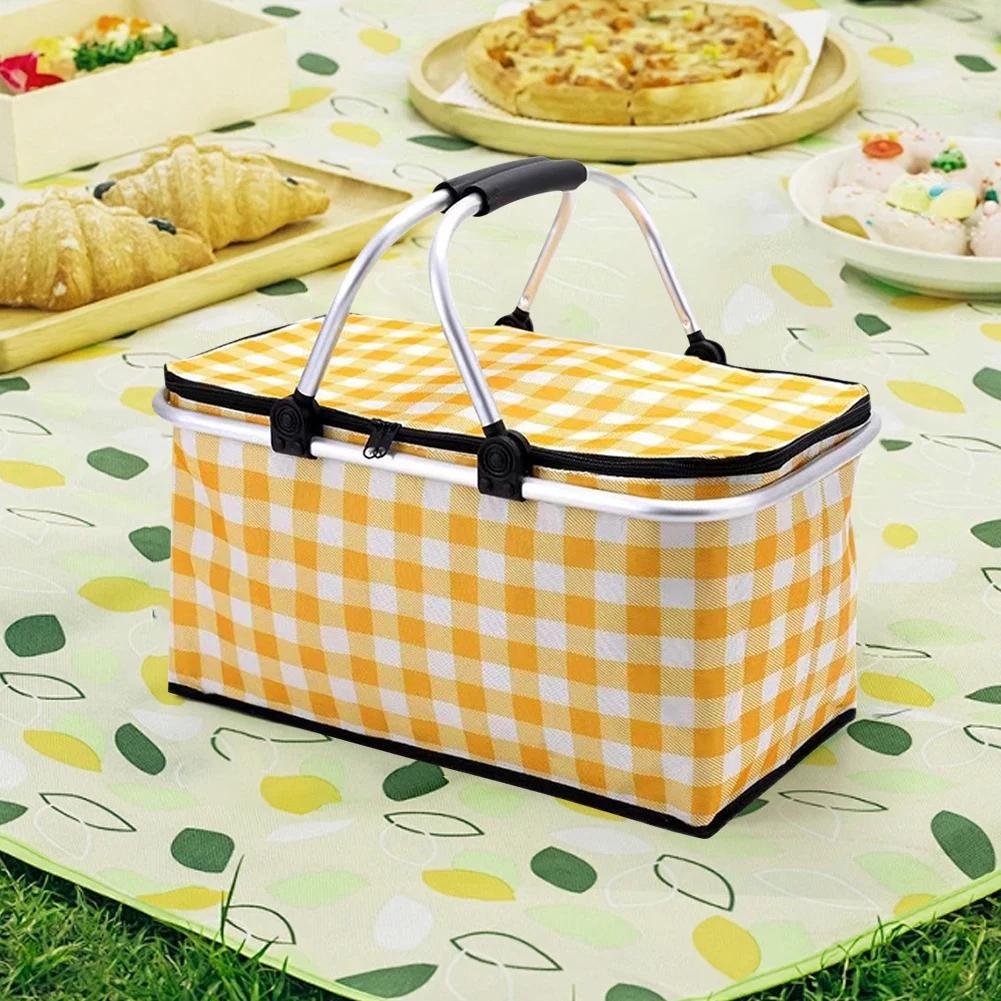30L Värmeisolerad Väska Vattentät Folie Vikbar Isolerad Kylväska Håll Fräsch Matlåda Korg Matbehållare för Utomhuspicknick