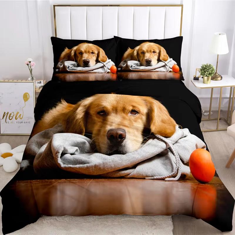 Cute Dogs Duvet Cover Pet Dog Funny Animal Bedding Set 3D Print Puppy Comforter Cover Pillowcases Full King For Kids Teens Decor