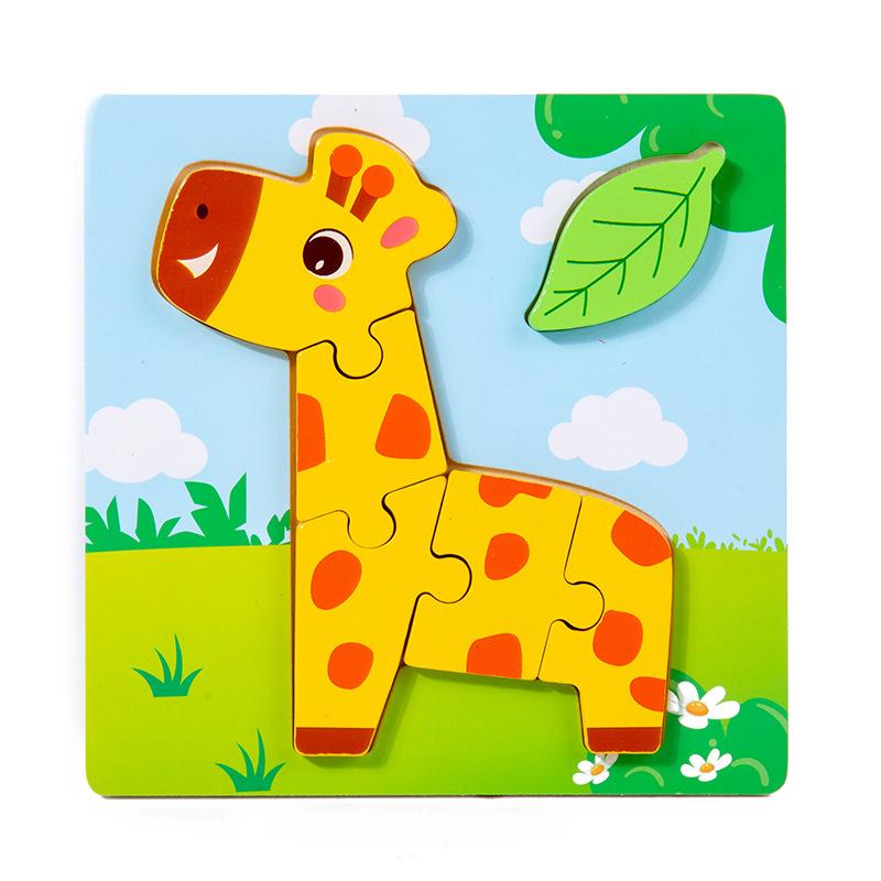 

Деревянный детский 3-6 лет мультяшный трехмерный пазл раннее развитие животное сочетание продуктов раннее развитие развивающие игрушки жирафовый