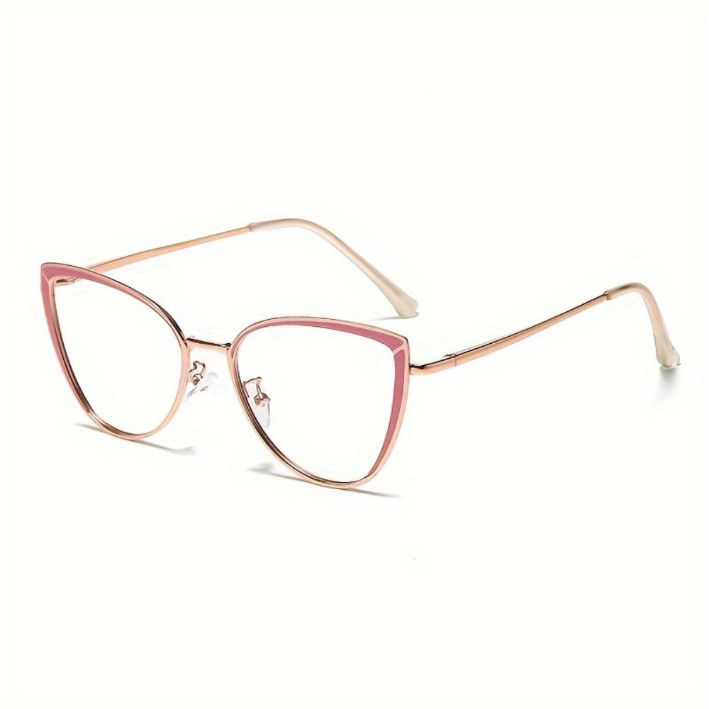 1 Pair Of New Color Changing Anti Blue Light Glasses Metal Cat Eye Holder Women'S Fashionable Glasses