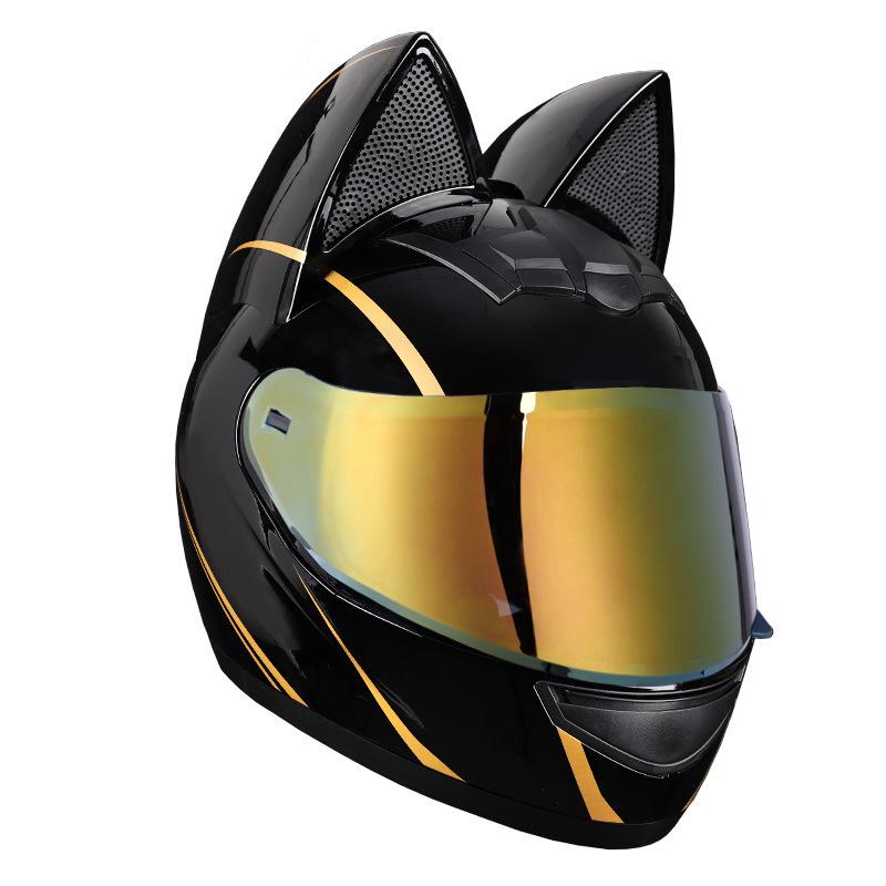 Dámská motocyklová helma na celou tvář s kočičími oušky - Univerzální pro všechna roční období