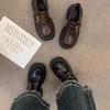 Plateau dicker Absatz Britischer Stil kleine Lederschuhe Damen 2025 neu Frühling vielseitige Damenschuhe einzelne Schuhe schwarze Slipper