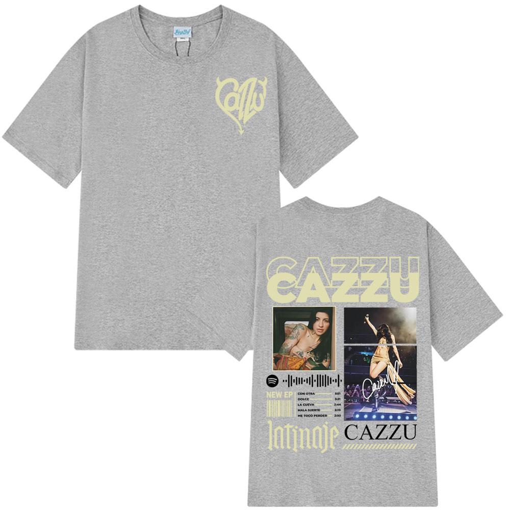 Singer Cazzu 2025 New Album Print TShrit Men Women Oversized Cotton T Shrits Casual Crewneck Short Sleeve Cozy Aesthetic T-shirt
