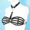 Gothic Leather Bra Fetish Harness Lingerie  Bondage Cage Bra Goth PU Garter Sexy Women's Corset  Erotic Party Club Brassiere
