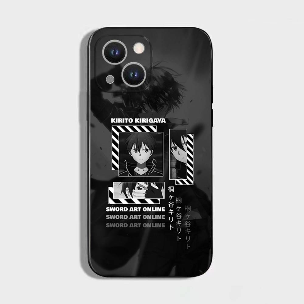 Sword Art Online SAO Kirigaya Phone Case For iPhone 16,15,14,13,12,11 Plus,Pro Max,XS,X,XR,SE,Mini,8,7,Soft Silicone Black Cover