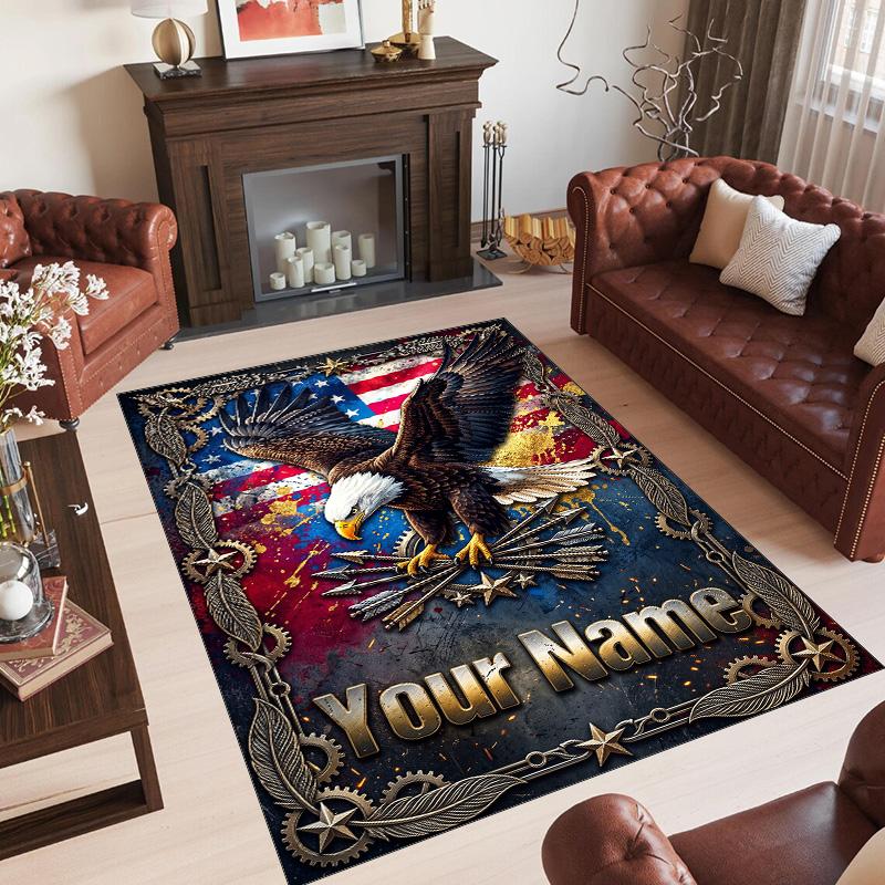 Birds Theme Crystal Velvet Floor Rug Personalized Custom Name Text Warm Carpet Home Decoration