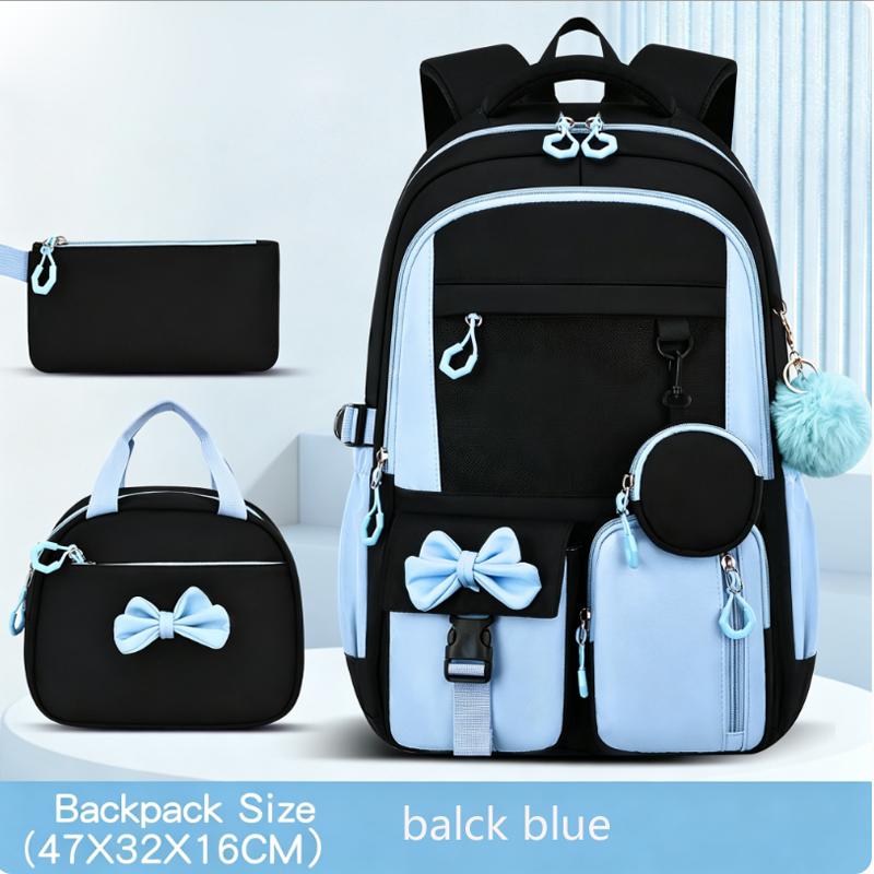 Nuovo Set Zaino Scolastico alla Moda, Semplice Zaino a 3 Pezzi con Borsa Pranzo e Astuccio per Studenti delle Scuole Primarie e Medie