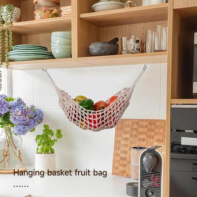 Bohemian Woven Fruit & Vegetable Hanging Basket - Decorative Kitchen Net Bag