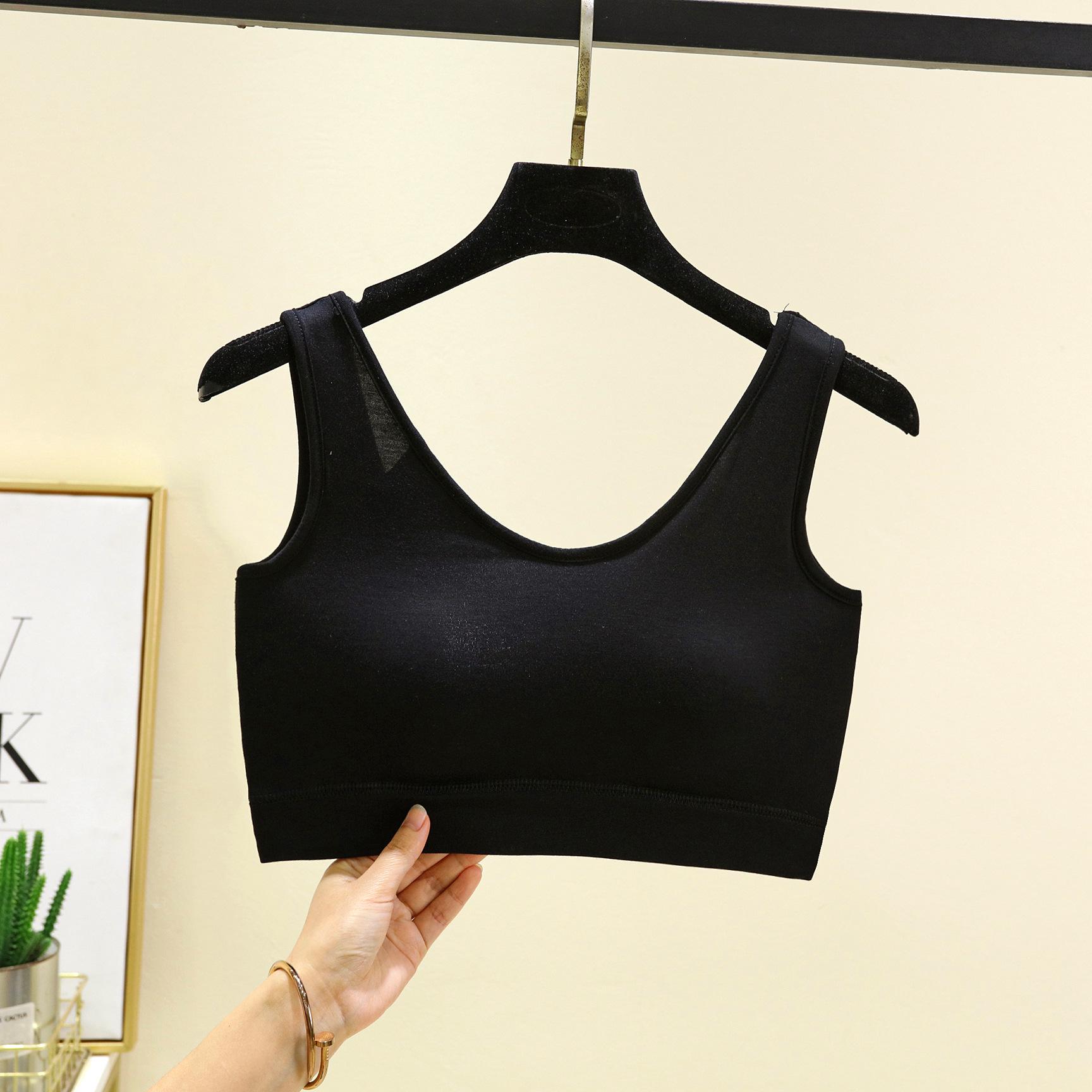 

Подростковое нижнее белье: Ударопрочный спортивный бюстгальтер без косточек - Поддерживающий и формирующий жилет M чёрный