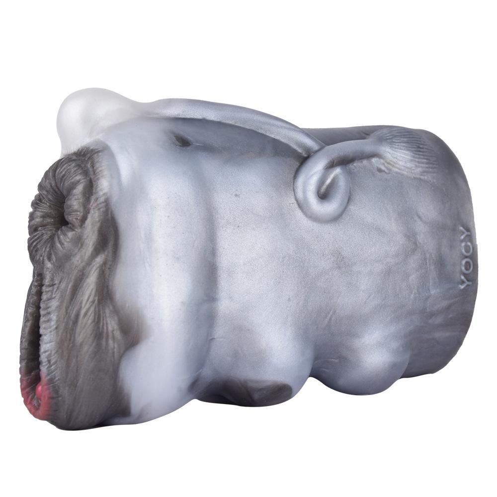 Masturbatoare pentru bărbați Dual Channel Forme ciudate asemănătoare vacii 16*9*6cm 720g Păpuși sexuale din silicon lichid Sex anal/vaginal