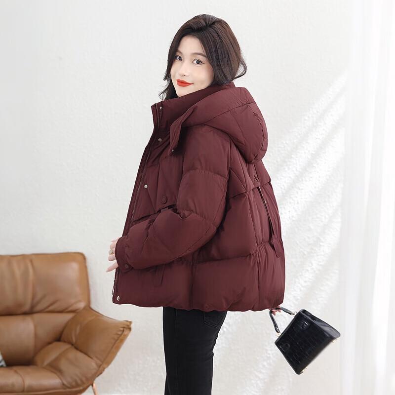 Sibaisha Women's Loose-Fit Hooded 90% Down Jacket with Ribbon Detail