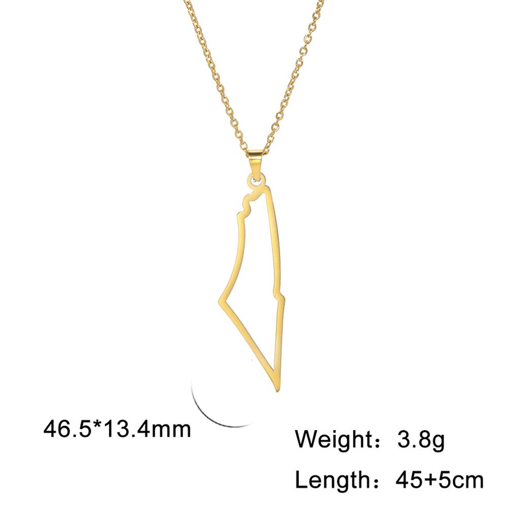Palestine Israel Map Pendant Necklace Fashion Geography Country Necklaces Stainless Steel Charm Chain Jewelry Men Woman