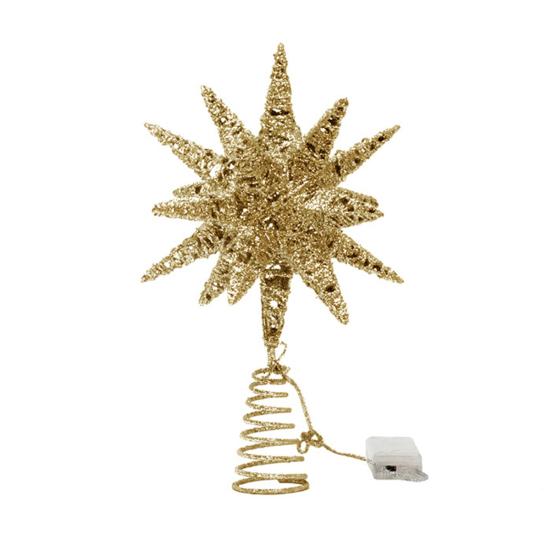 Christmas Tree Topper Star Warm White Holiday Light LED Lighted Star Topper Easy Installation Xmas Decoration for Indoor Trees