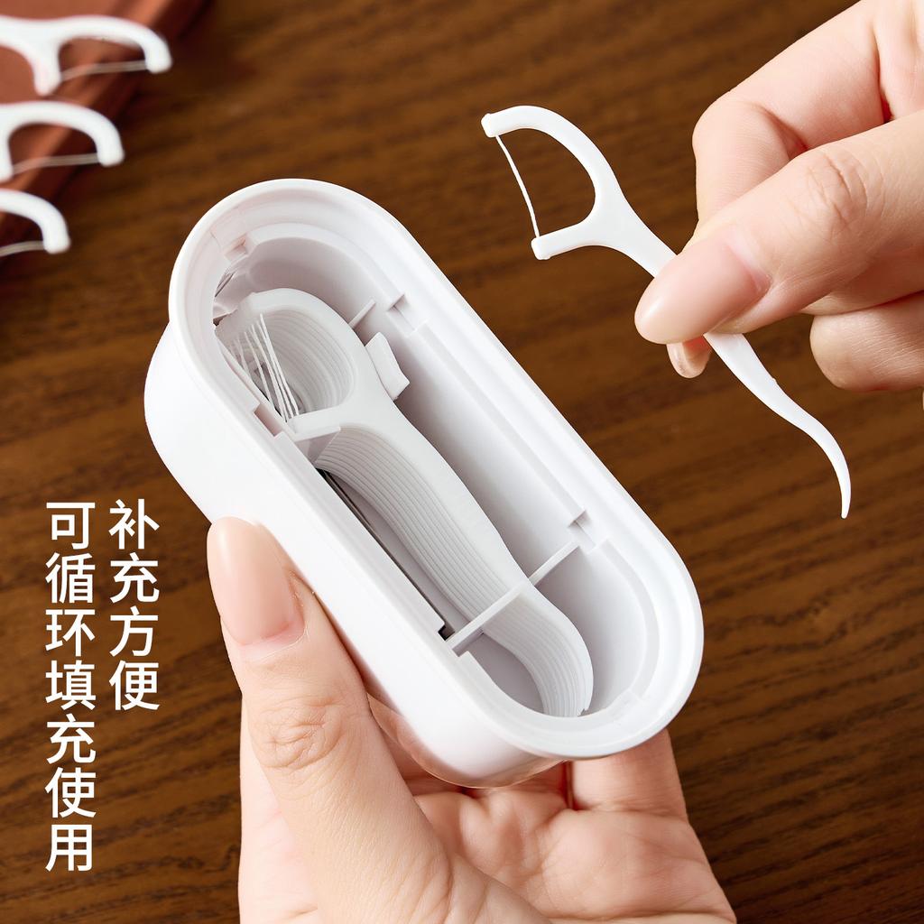 Automatic ejection floss box floss stick finishing box dust-proof sealed toothpick storage travel portable floss box