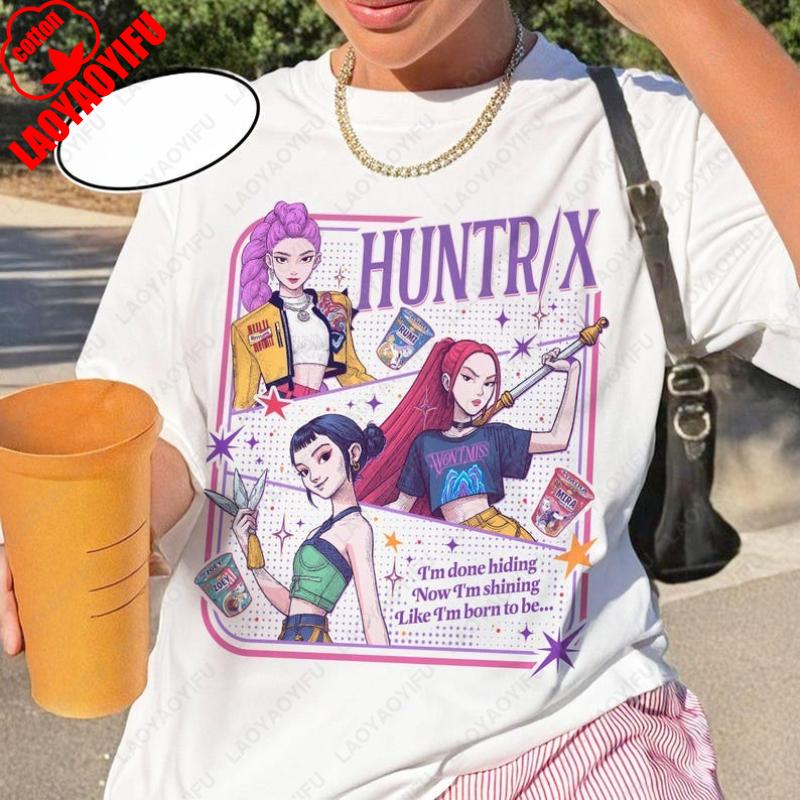 Huntrix Demon Hunters Girls TShirt Mira Rumi Joey Shirt Gift for Kpop Fan Men Women Tee Cotton Comfortable Creative Hipster Tops