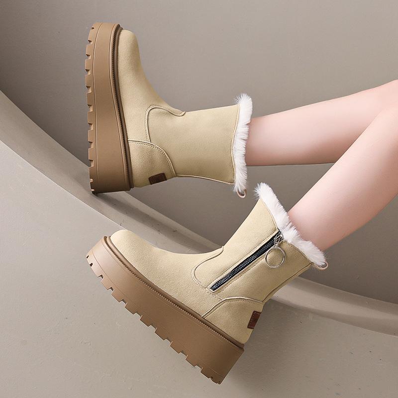 Thick-soled snow boots for women 2025 winter new Northeast large cotton shoes for women, piled and thickened warm boots for women