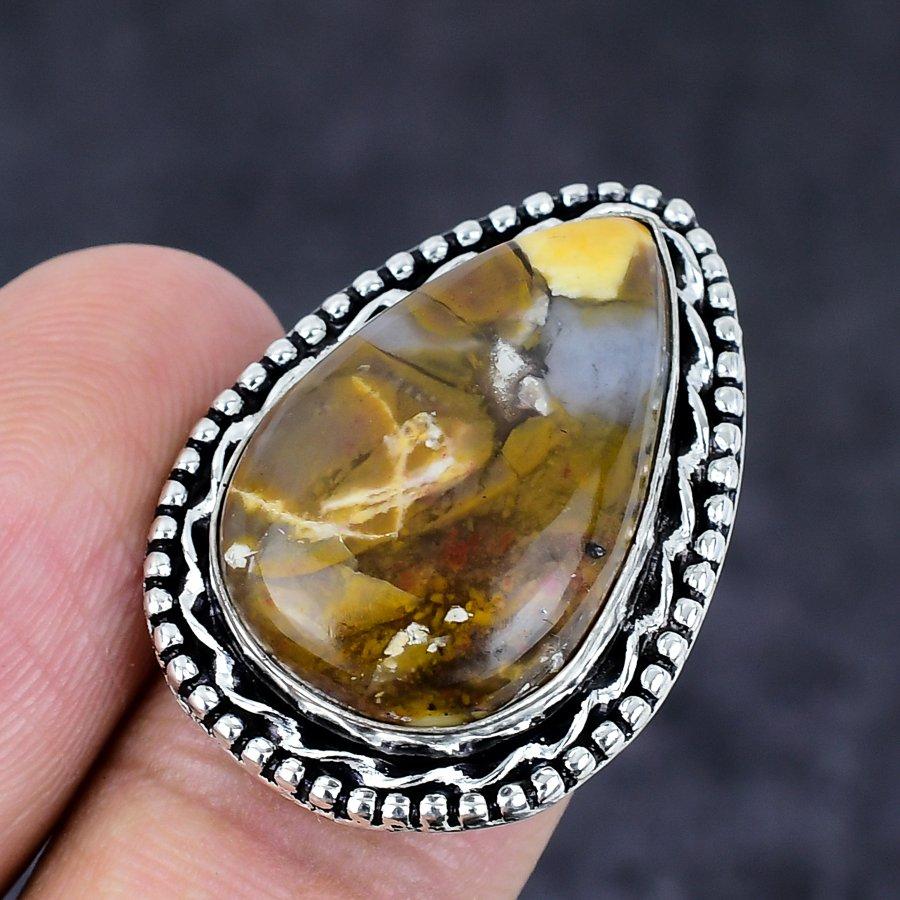 Natural Russian Dendritic Gemstone 925 Sterling Silver Jewelry Ring Size 7 P5T28