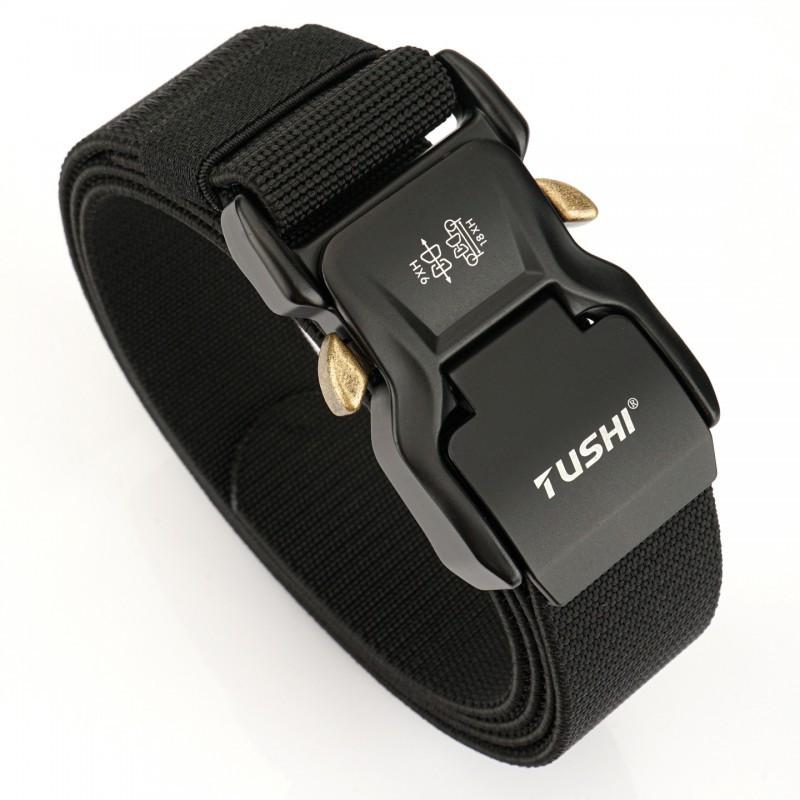 

3.8CM Quick-release Aluminum Alloy Buckle Nylon Elastic Waist Belt Tooling Outdoor Training Pants 120cm чорний