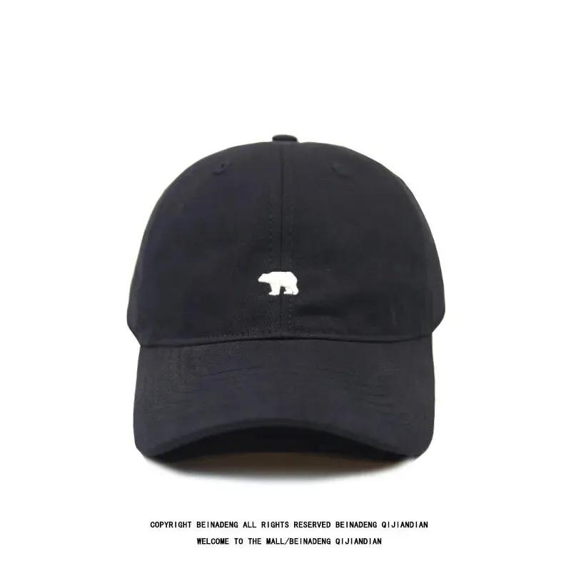 Cartoon Polar Bear Embroidery Baseball Cap For Women Men Cotton Sun Visors Hat Solid Color Unisex Casual Adjustable Peaked Caps
