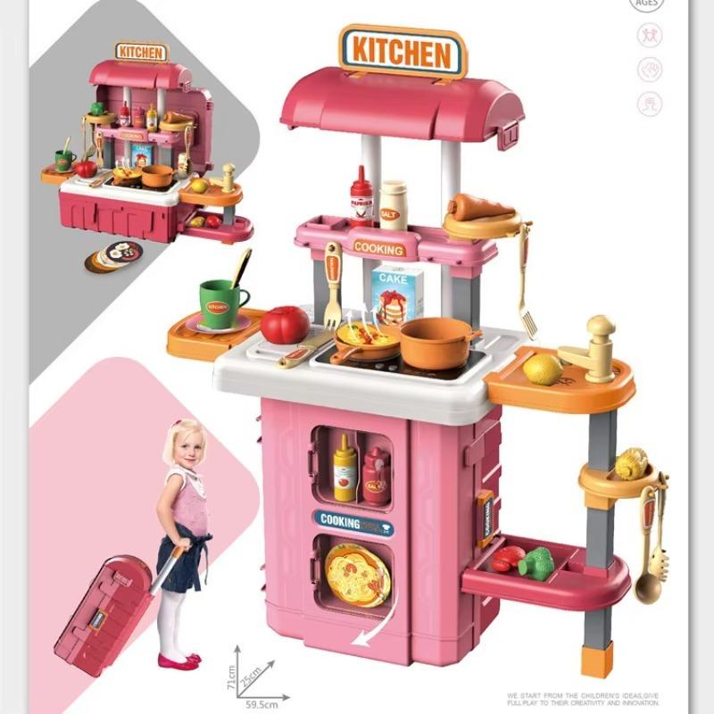 Repair Tool Set for Kids Tool Set Trolley Case with Realistic Lights & Sounds Toy Drill Wrench Kitchen Toy Set for Girls Boys