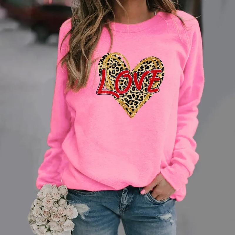 Women's Love Print Long Sleeve Crew-Neck