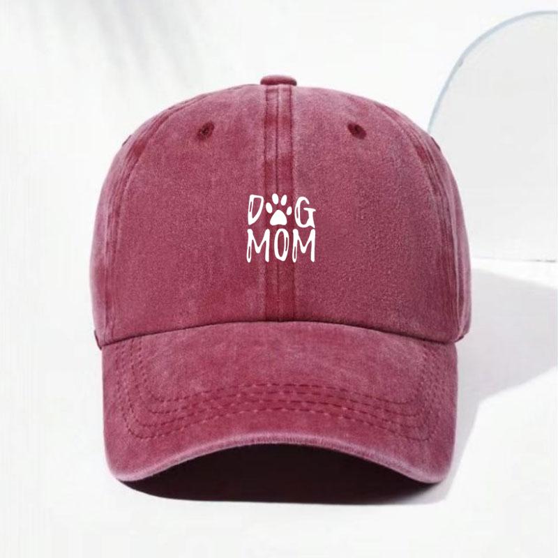

Dog Mom Washed Cotton Vintage Baseball Cap for Women Adjustable Distressed Trucker Hat Pet Lover Gift Casual Cotton Cap Hats розы красного