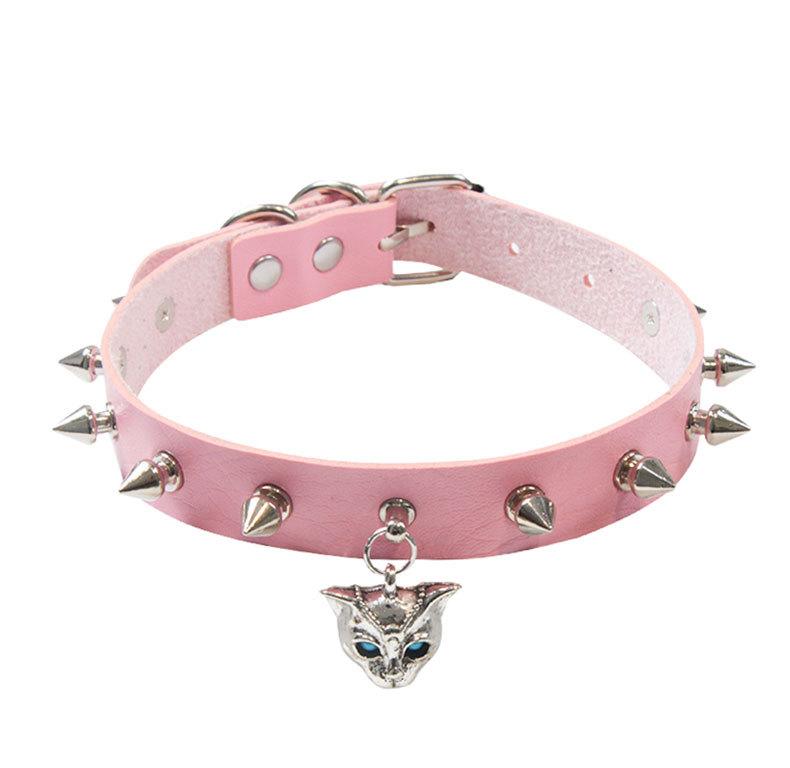 Goth Punk Nieten Nieten Choker Halsband Für Frauen Steampunk Katzenkopf Halskette Emo Halsband Cosplay Chocker Gothic Accessoires