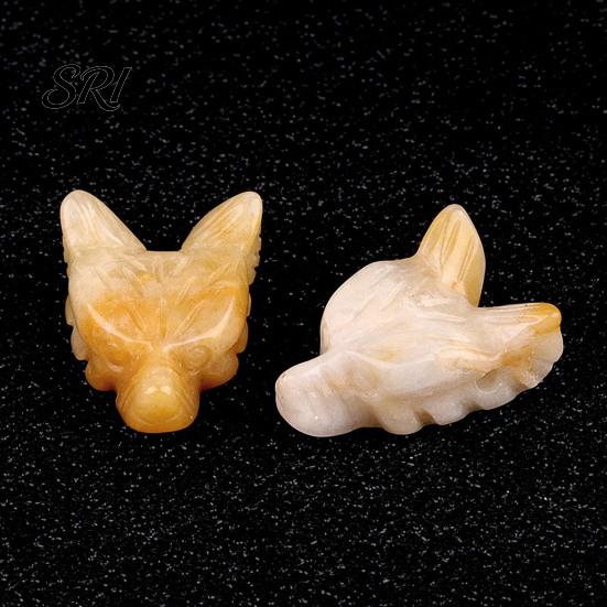 Ornamento de Pedra com Cabeça de Lobo de Ametista Escultura de Paisagem em Miniatura Textura de Cristal Contas DIY Feitas à Mão e Design Polido Decorativo para Pulseiras