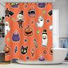Halloween Shower Curtain with Ghosts Candy Orange Decorative Bath Mat 3D Printed Fabric Home Supplies for Children's Room Decora