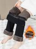 High-Waisted Fleece-Lined Women's Flared Denim Pants, Slim Fit with Elastic Waistband, Warm and Comfortable
