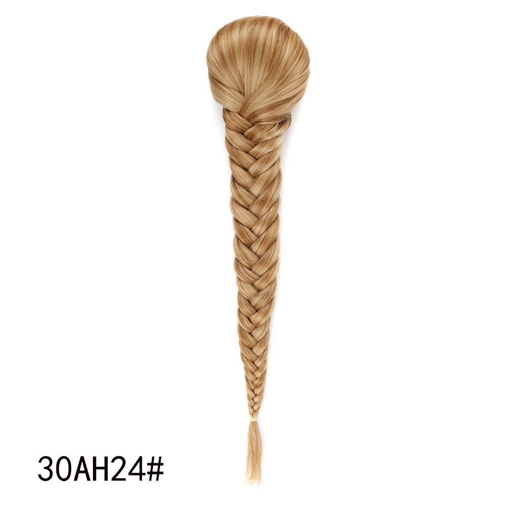 Jeedou Ponytails Hair Braided Plaited Fishtail Fishbone Drawstring Ponytail Extension Rainbow Colorful Chignon Hairpiece