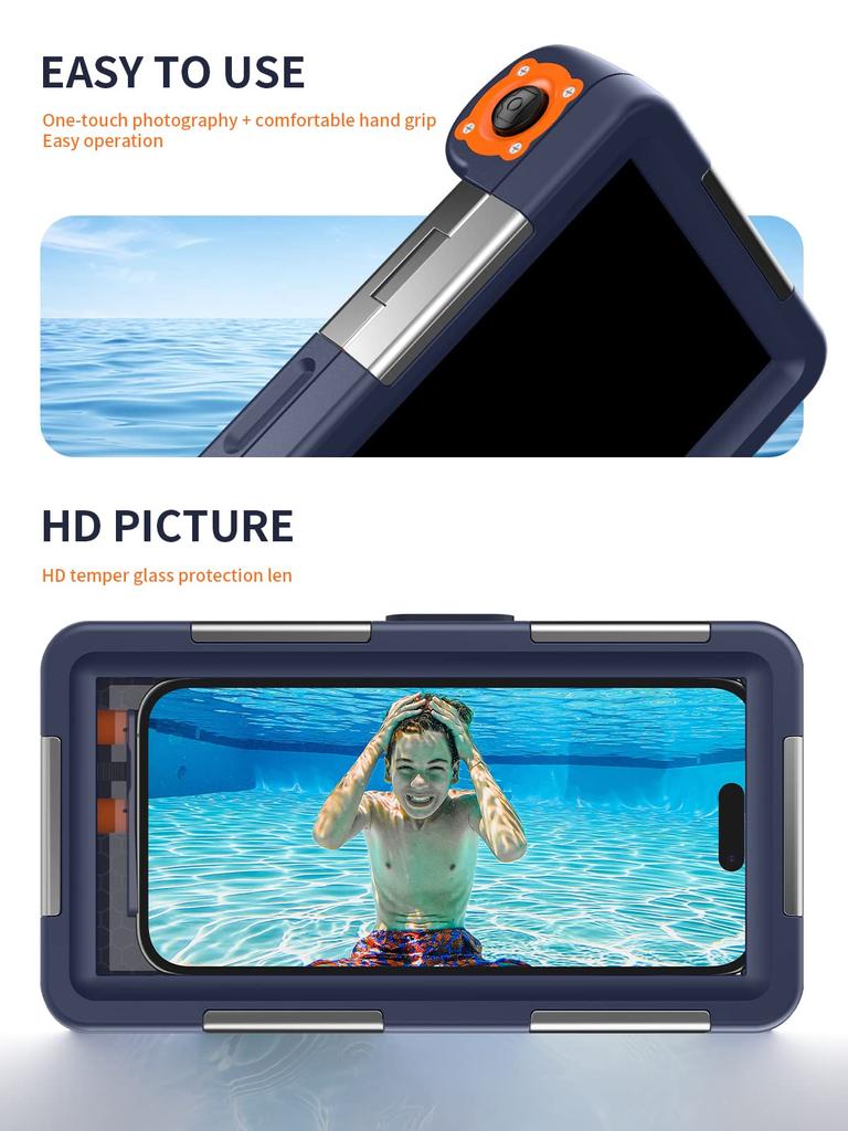 Lanhiem Smartphone Diving Case for Waterproof for Underwater and Videos IPX8 Highest Water with Ventilation Suitable for Diving up to Hot Fishing